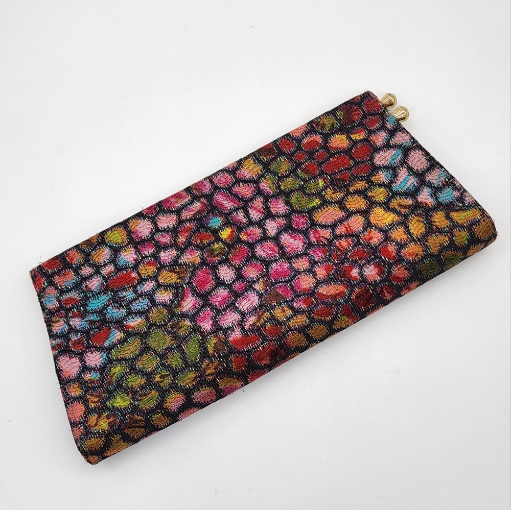Pre-owned Vintage Clutch Kiss Close Rainbow Scale Black Glitter